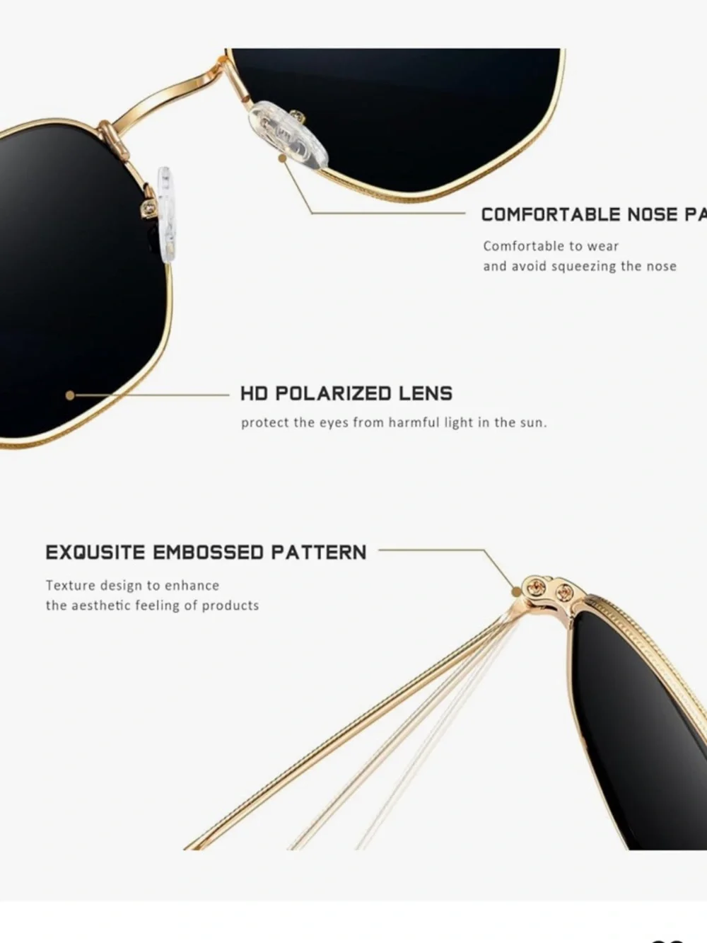 Polarized Sunglasses for Womens Men Trendy Square Hexagonal